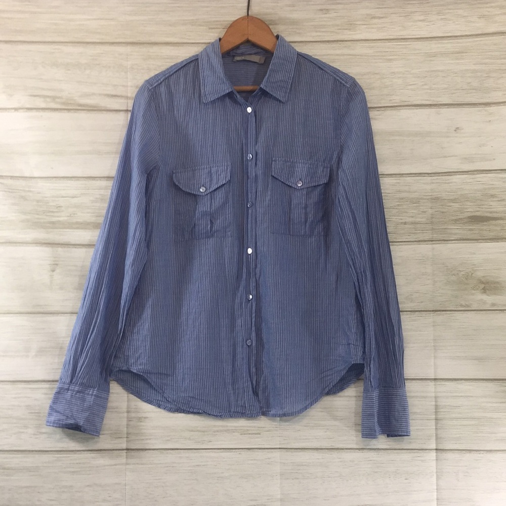 Vince Stripped Button Down Long Sleeve Shirt Blouse • Size 6